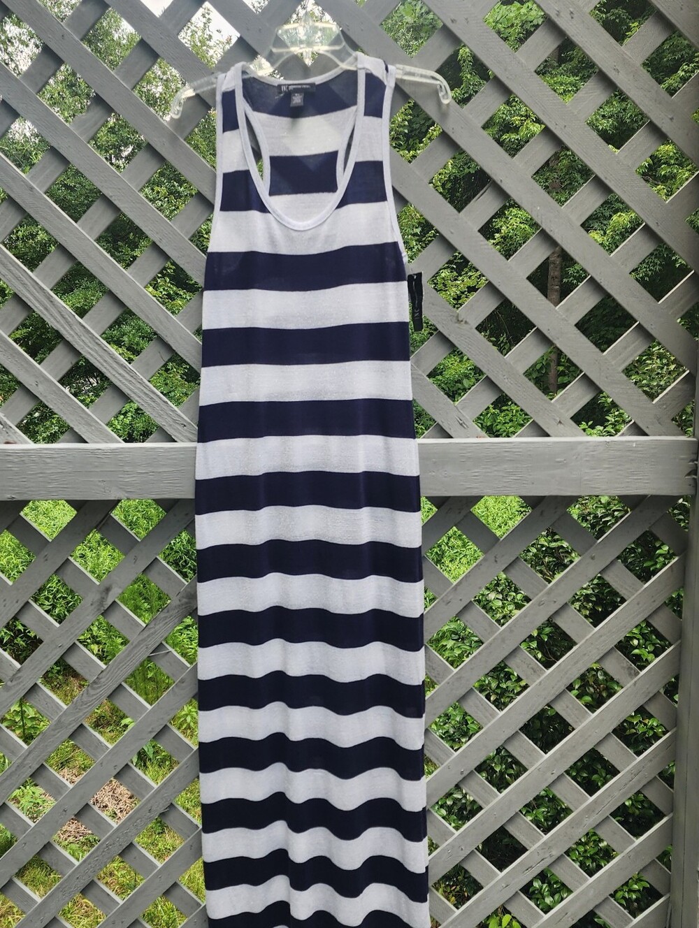 NWT PL INC International Concepts Navy/GRAY Striped Racerback Dress